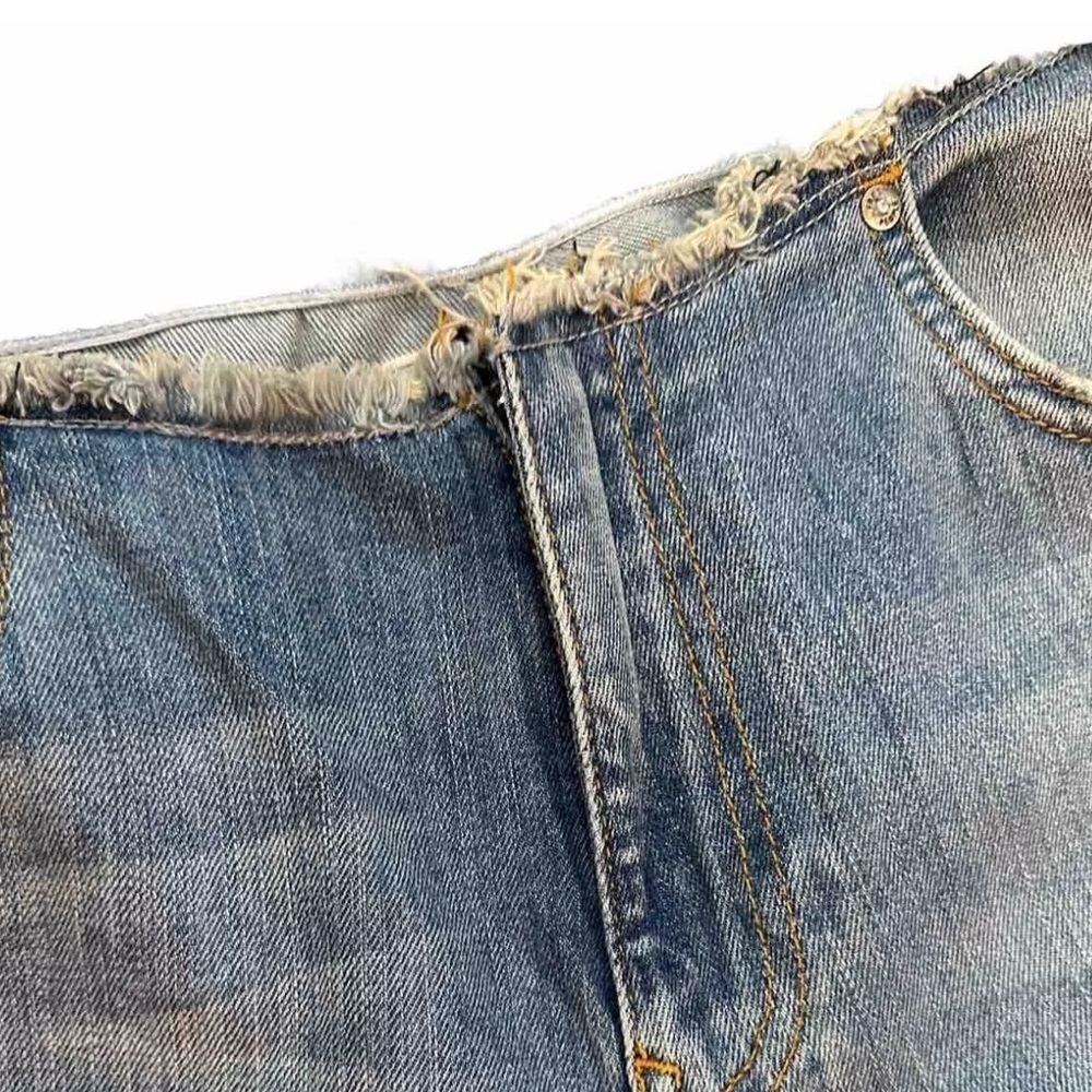 Free People Jeans Raw Waistband Bleach Spot Mid Rise Crop Bootcut Size 27 - Picture 9 of 11